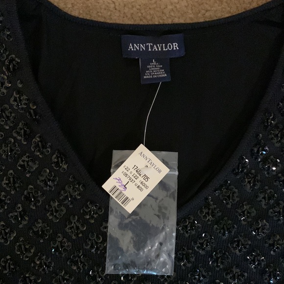 Ann Taylor Black Top with Sequins (Cropped) - Picture 2 of 2